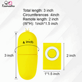 Size details of wireless egg vibrator - 3-inch length with 2-inch remote